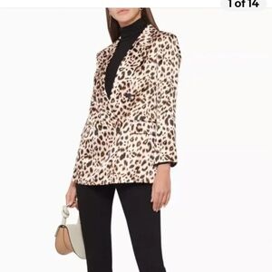 NWT L’Agence Leopard silk double breasted blazer
